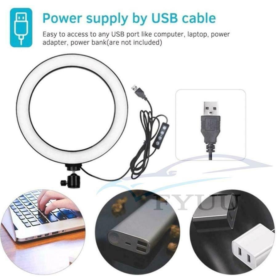 LED Ring Light Lamp Selfie Camera Phone Studio Tripod Stand Photo Video Dimmable