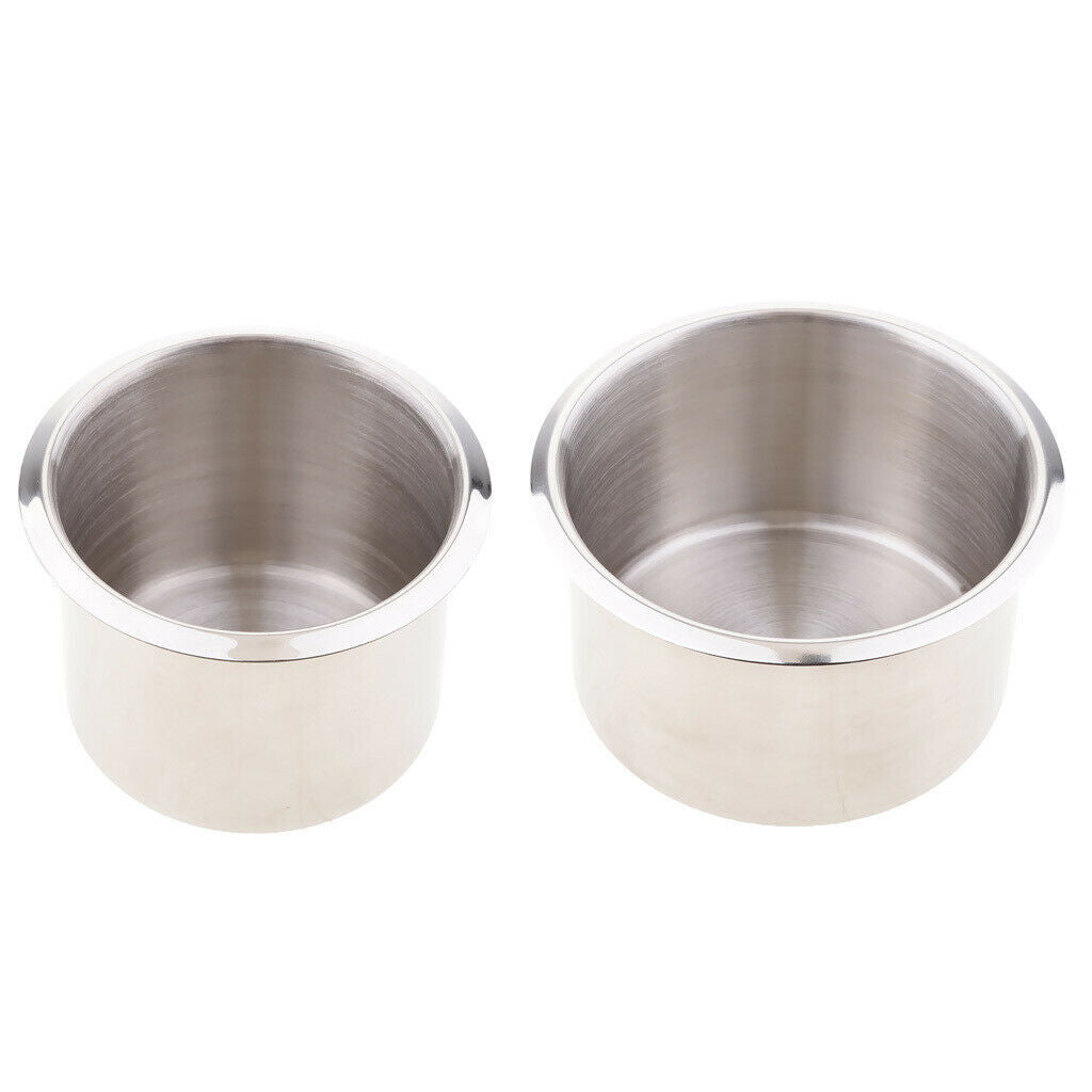 Pack of 2 Stainless Steel Drop-in Drink Holder - 85x55mm & 90x55mm