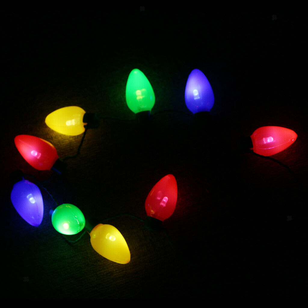 LED Light Up Christmas Bulb Necklace Party Favors 36cm-9 LED Bulbs
