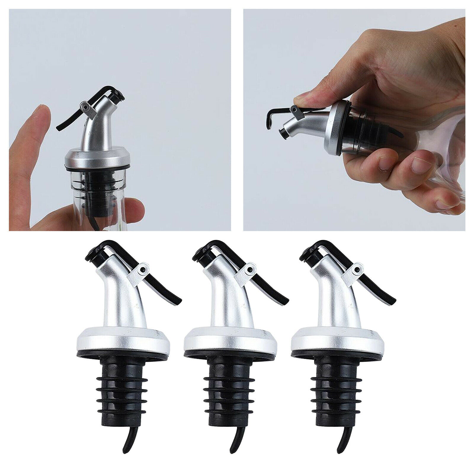 3 Pieces Bottle Pourers Oil Wine Dispenser Spout Liquor Pourers with Plastic