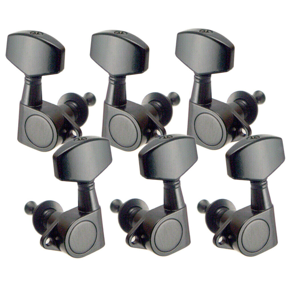 6 Pieces Iron Left+Right Tuning Pegs Machine Heads for Acoustic Guitar Black