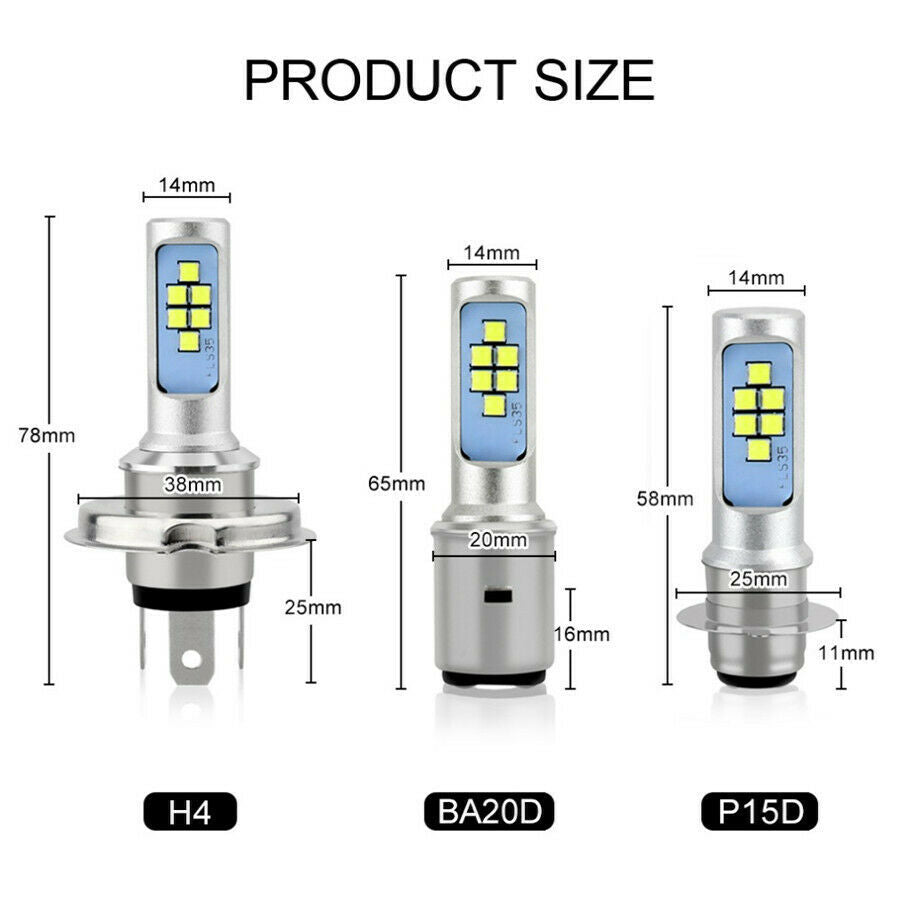 36W H6M P15D LED Motorcycle Headlight Bulb Fog Light 12 SMD 6000K Hi Lo Lamp