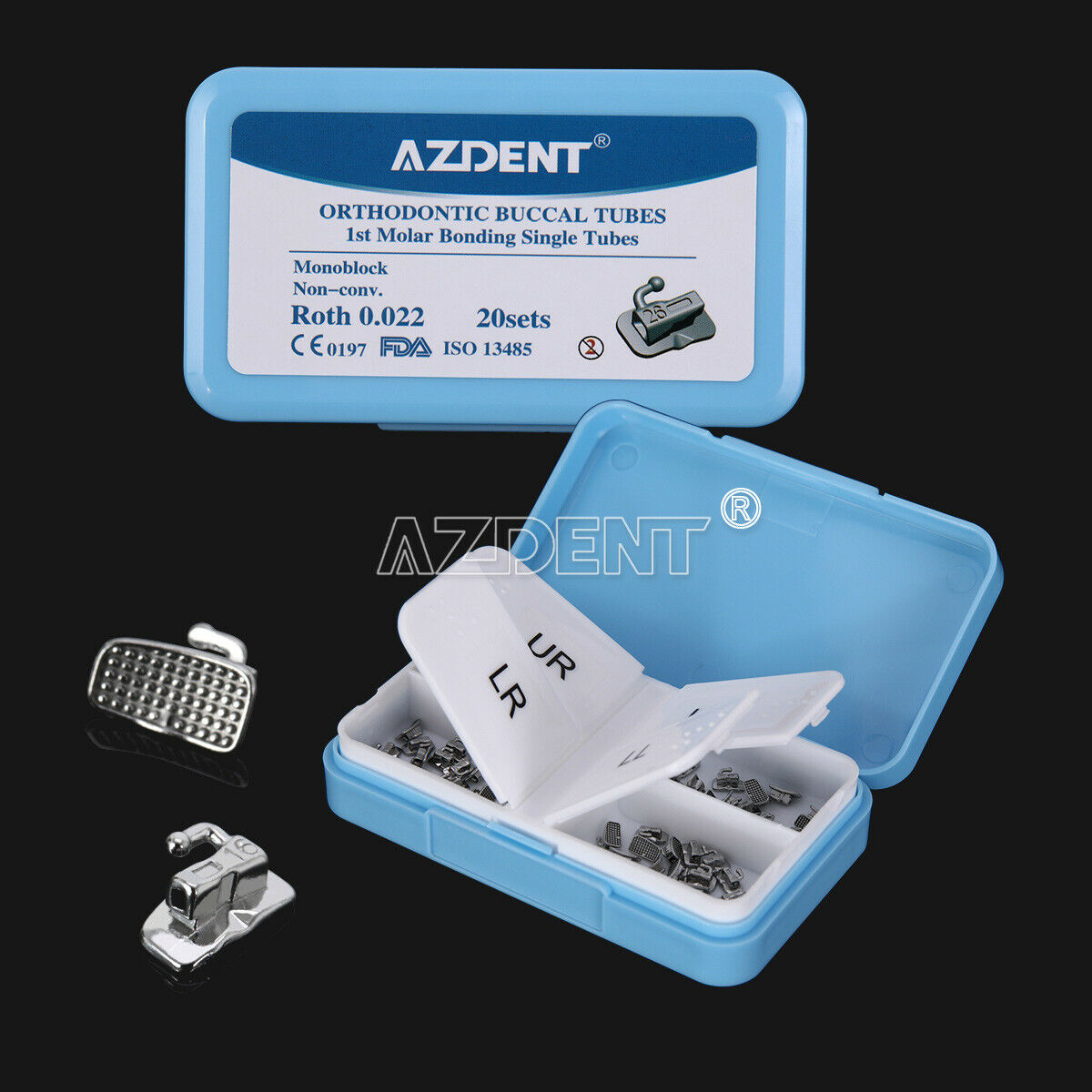 5 X AZDENT Dental Orthodontic 1st Molar Non-Convertible Buccal Tube Roth 0.022