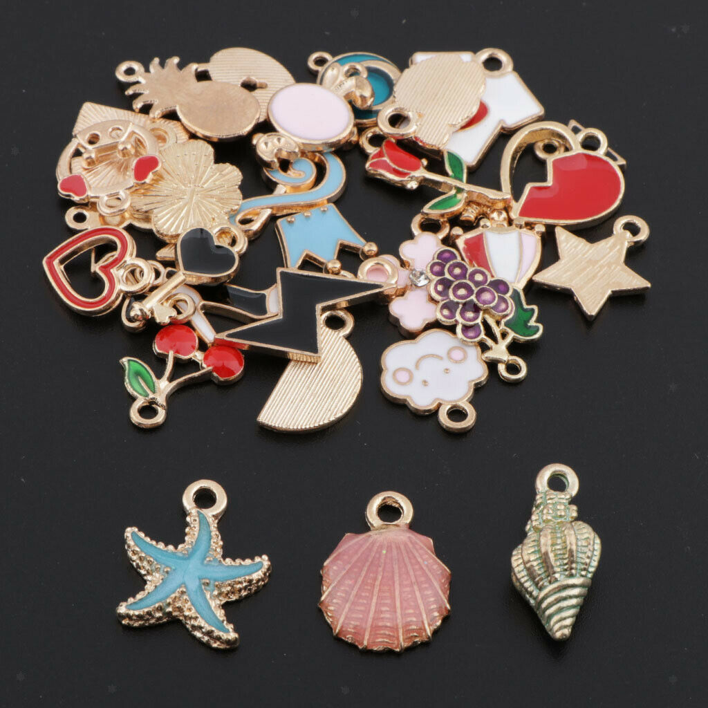 30x Enamel Pendant Assorted Cherry Pendant Charms DIY Jewelry Findings