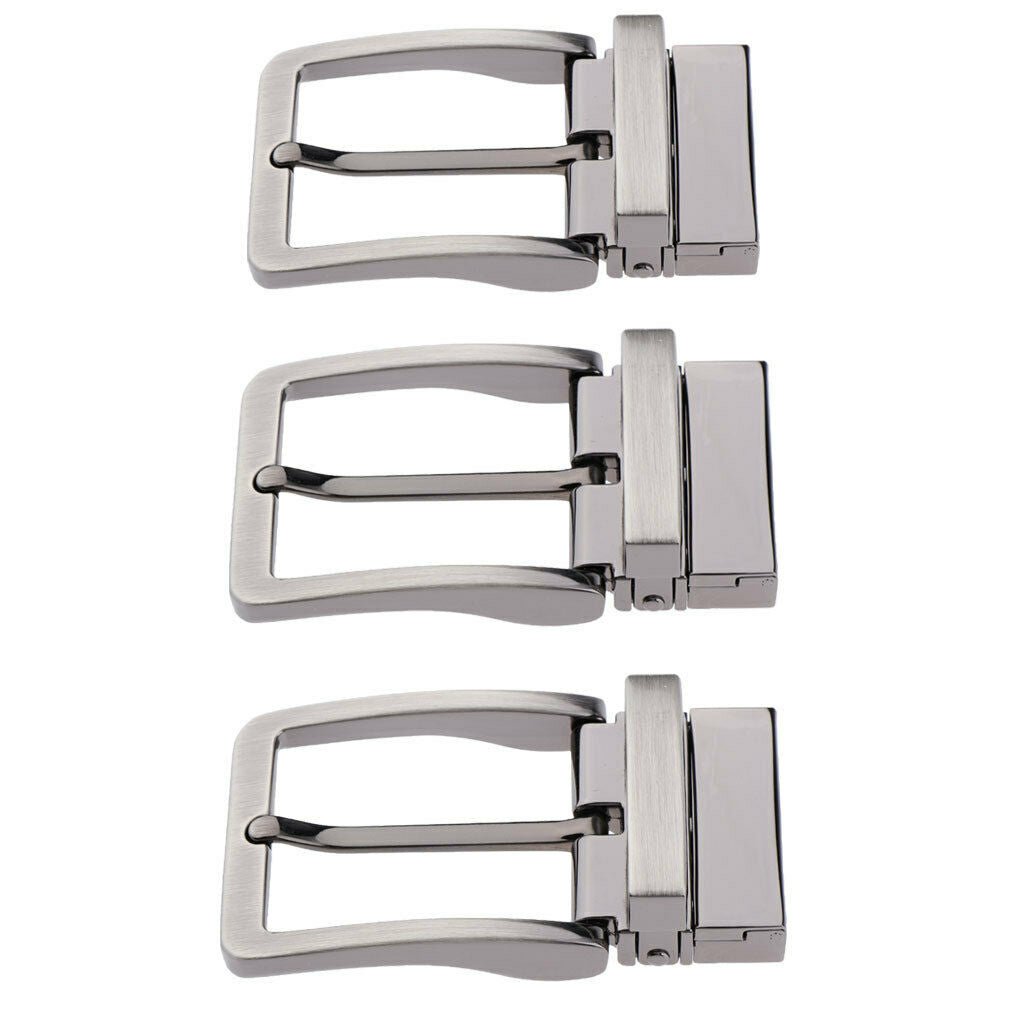 3x Reversible Metal Men Boys Belt Buckle Single Prong Rectangle Pin Buckle