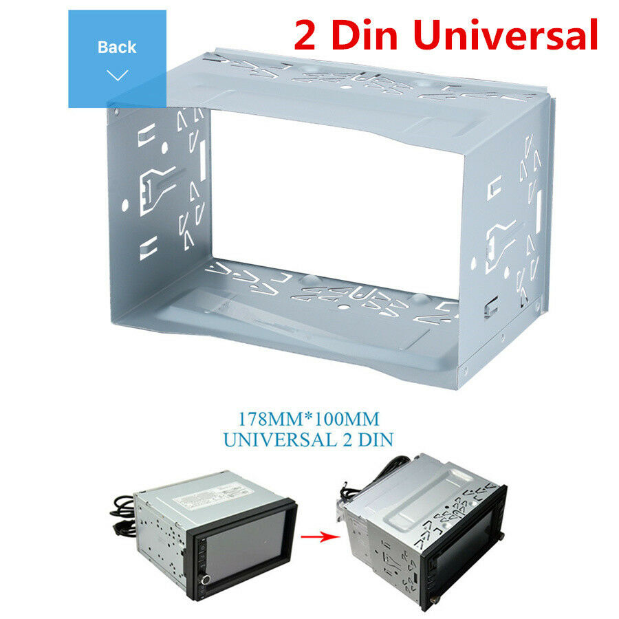 Universal Car Stereo Radio Fascia Frame Dash Panel Metal Cage Install Kit 2DIN