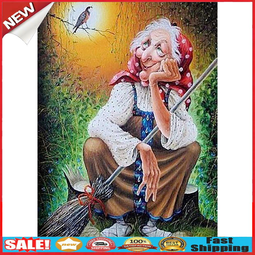 5D DIY Full Drill Diamond Painting Old Lady Embroidery Mosaic Craft Kits @