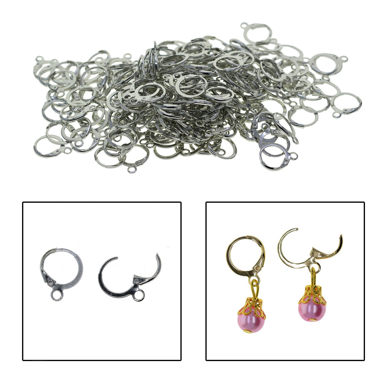 200pcs Leverback Earring Hooks Girls Lady Ear Wire Clip for Jewellery Making