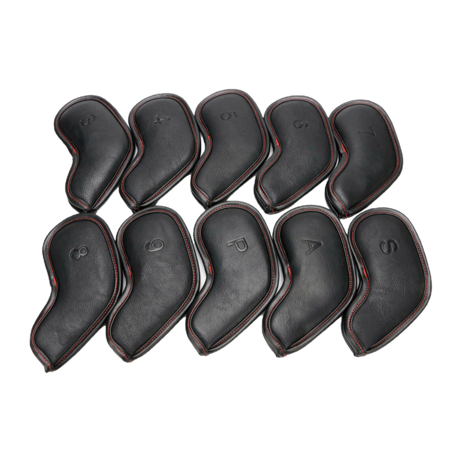10PCS Golf Club Covers for Iron Headcovers Black 3-9 S,A,P Protector Sleeves