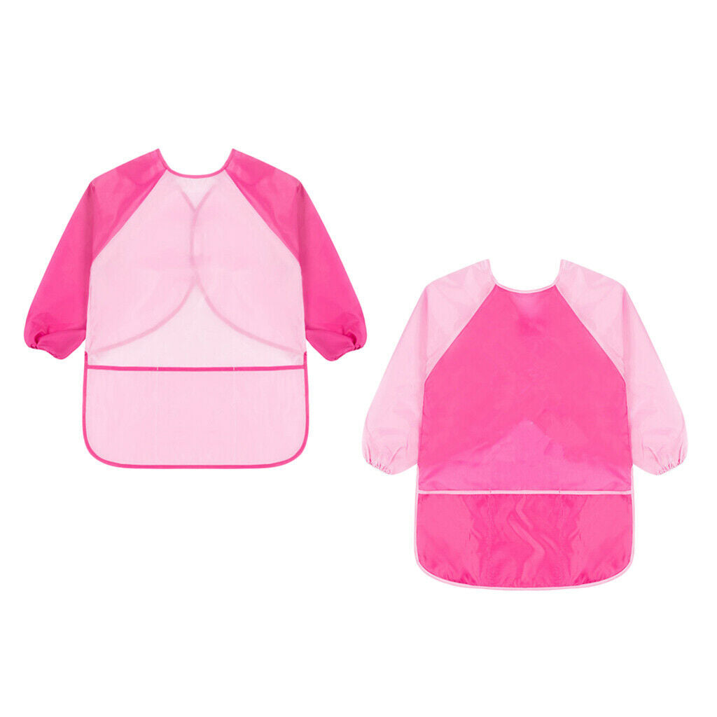 Set of 2, Kids Apron with Pocket Long Sleeve Craft Art Smock Children Baking
