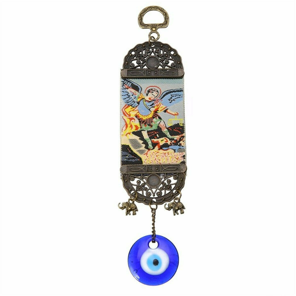 Turkish Greek Blue Big Evil Eye Amulet Wall Hanging Hand Made Lucky Pendant Gift