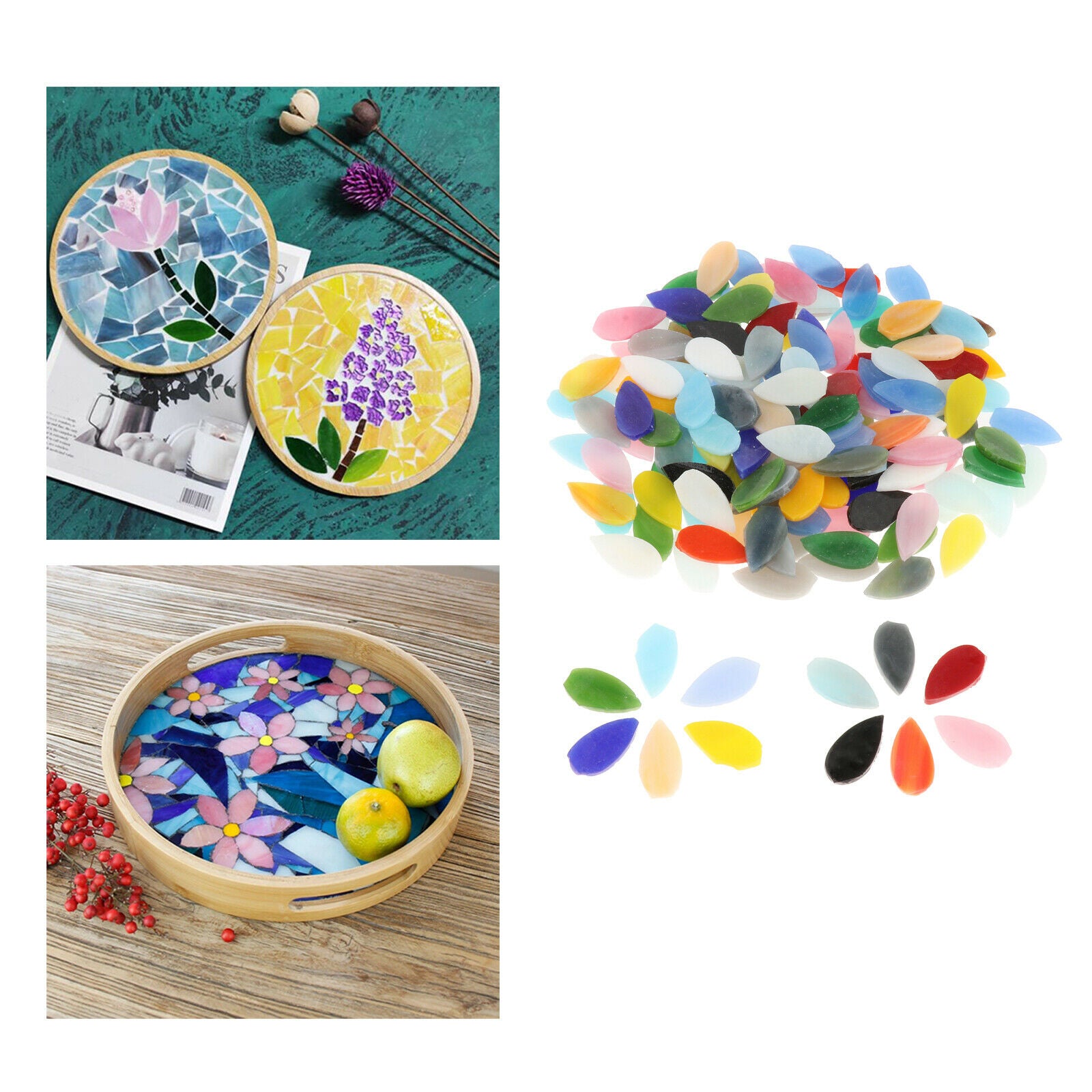 150 Pcs Assorted Colors Water Drop Mosaic Tiles Pots Stepping Stones Cups