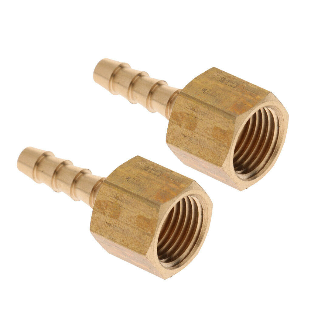 2 Pieces Brass Female Barb Fitting Straight Coupler 1/4 inch BSP to 6mm Hose,