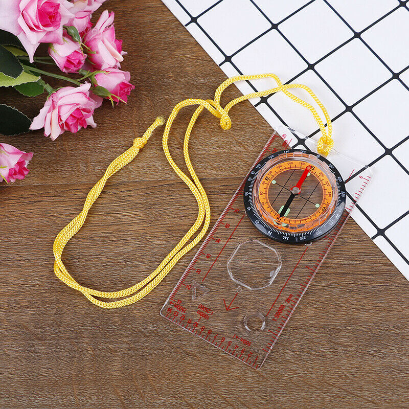 1PC Camping Compass Outdoor Portable Hiking Camping Ruler Map Magnifier C.l8