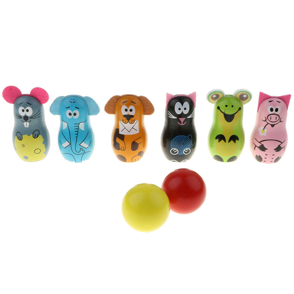 Wooden Bowling Set Skittles Games Bowling Ball Skittles, Children Educational