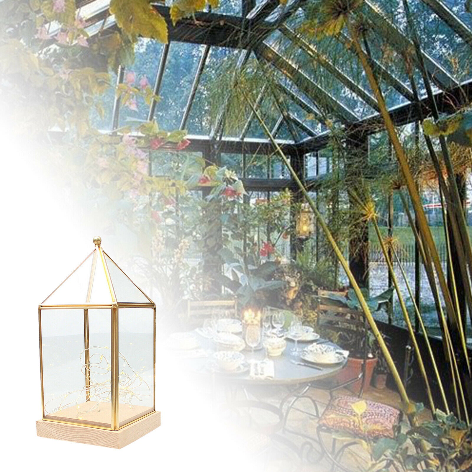 Modern Glass Wood Firefly Lights Shade Vase for Greenhouse Bar Club Decor