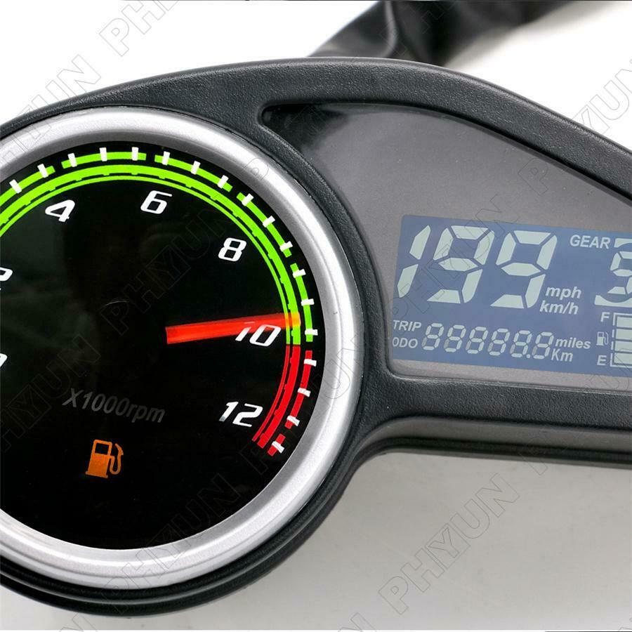 Motorcycle Scooter Digital Speedometer Tachometer Fuel Gauge Odometer LCD Screen