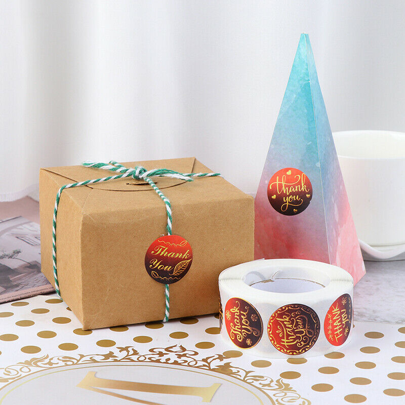 500pcs/roll red thank you stickers scrapbooking for package seal lab.l8