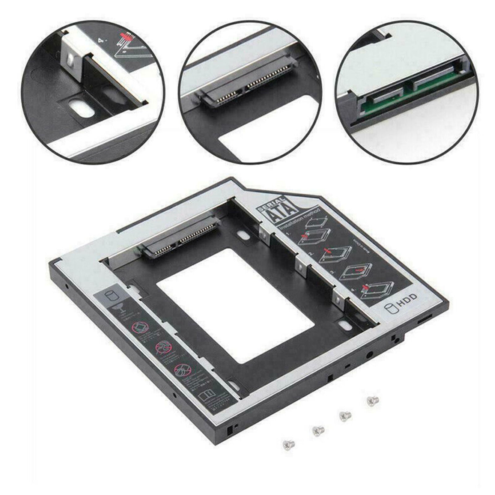 9.5mm Universal SATA 2nd SSD HDD Hard Drive Caddy For CD DVD-ROM Optical Bay