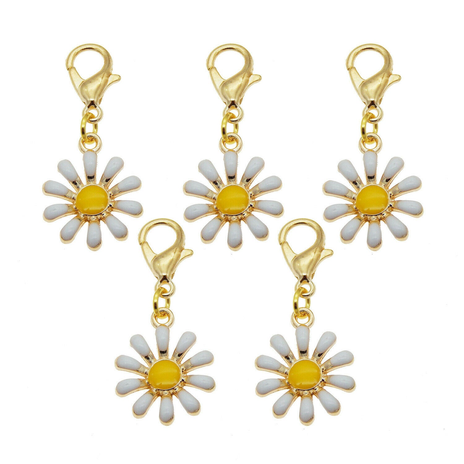 8pcs Alloy Enamel Daisy Pendant Lobster Clasp Jewelry Bracelet DIY Accessories