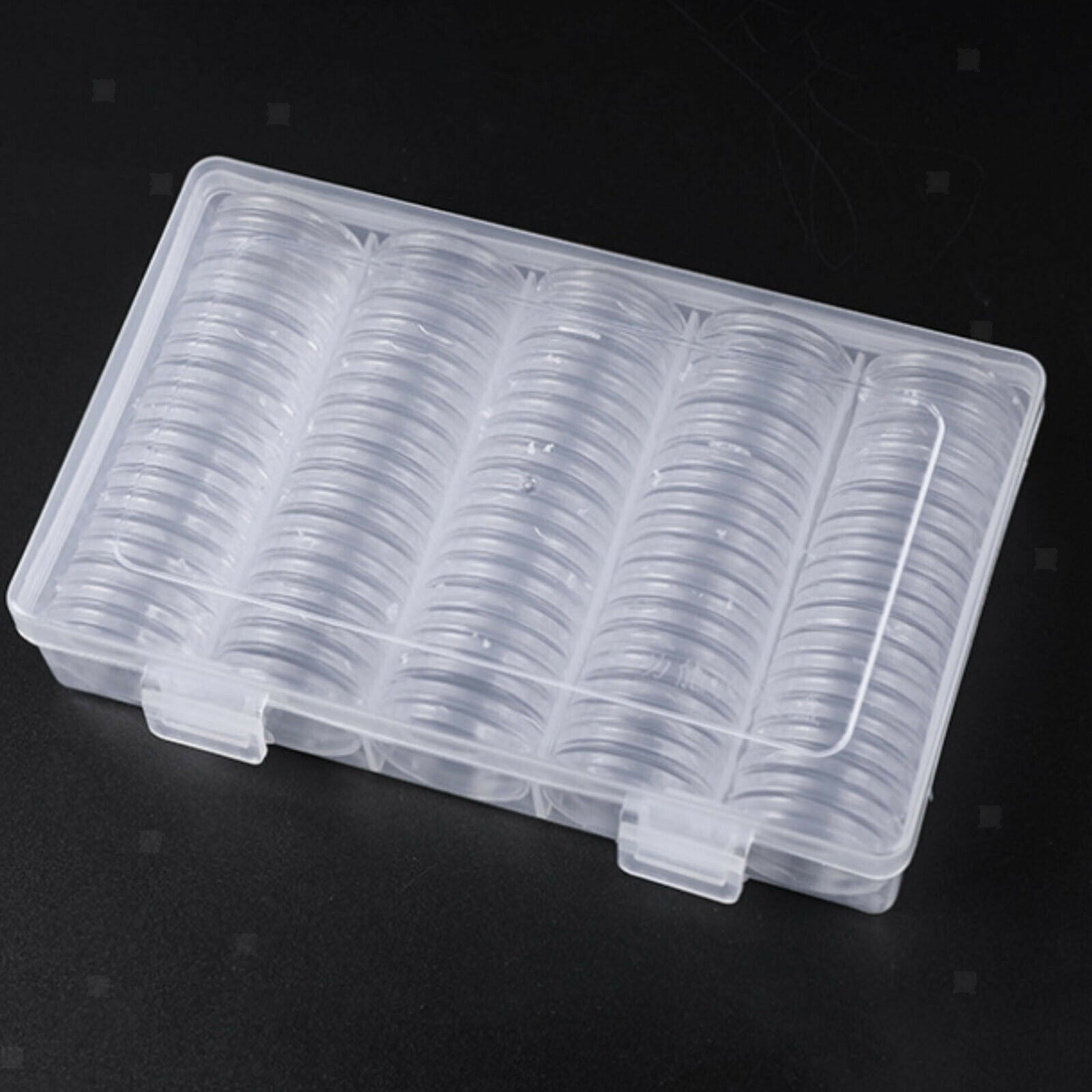 100x 1" Coin Capsules w/ Storage Organizer Box for Coin Collection Supplies
