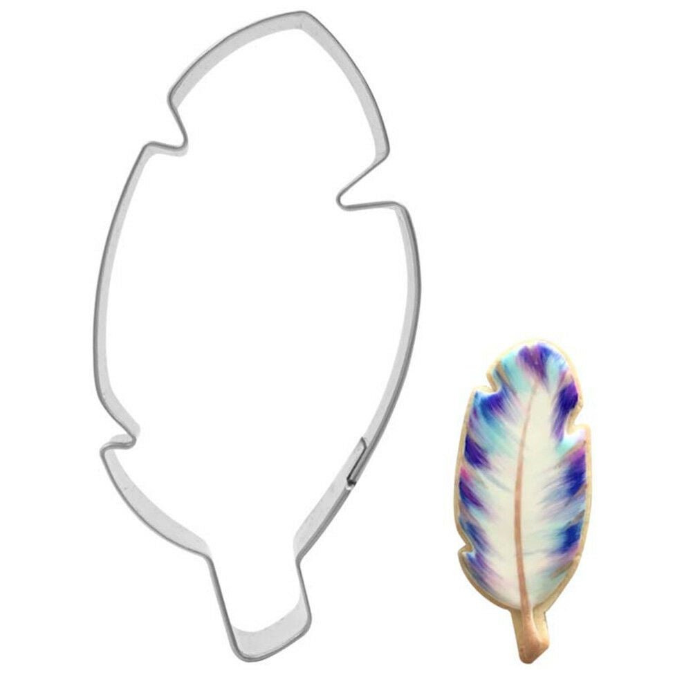 feather shaped stainless steel cutter biscuit cookie mold baking decor too.l8