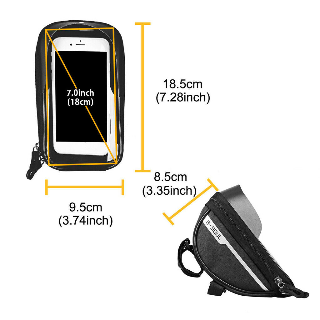 Bicycle Front Frame Bag Cycling Bike Waterproof Phone Holder Case Pack Red