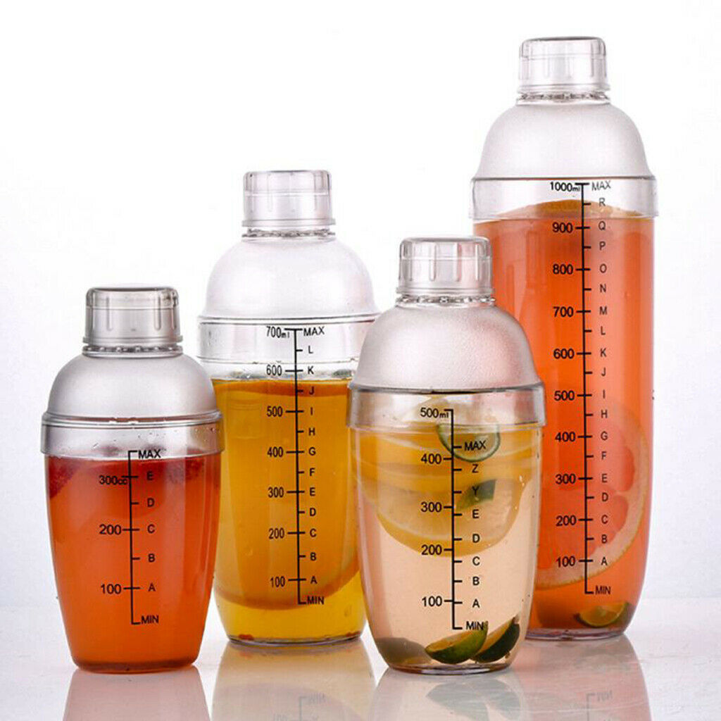 Cocktail Shaker - Clear Matte Bottle Bar Pub Drink Party Supplies 1000cc