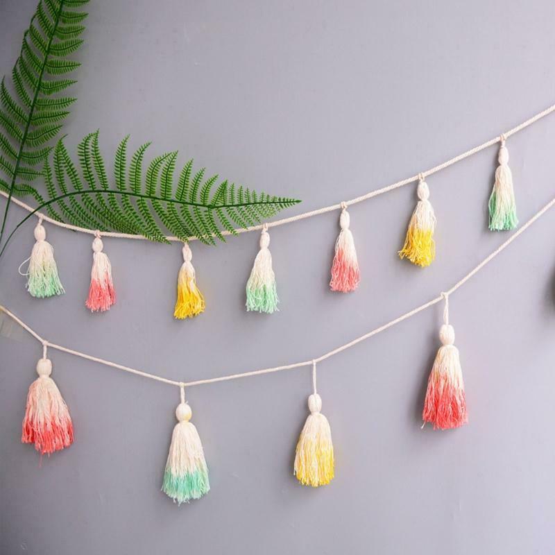 Nordic Tassel Garland String Cotton Rope Wall Hanging Ornaments Room Decoration