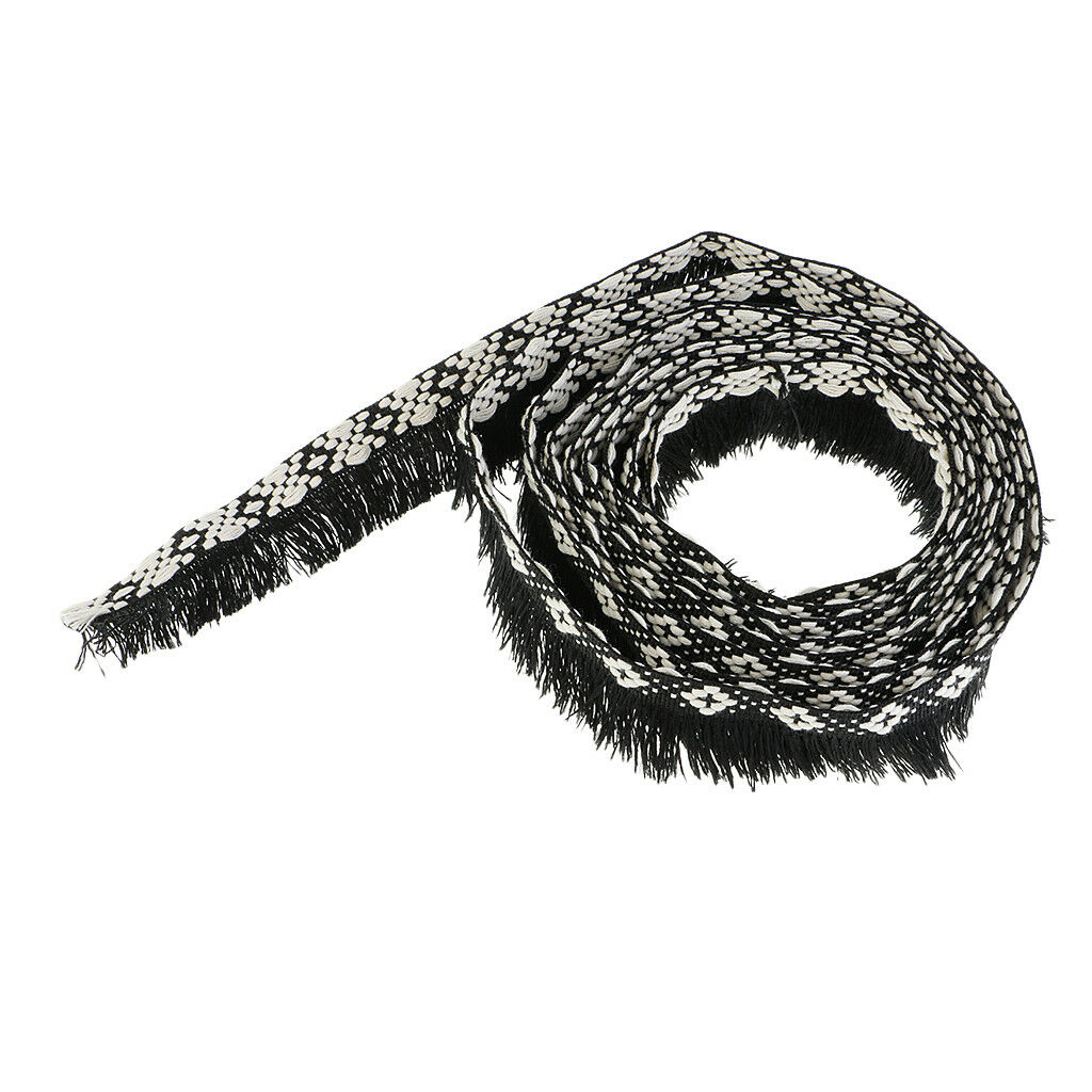 3 Yards Jacquard Ribbon Lace Trim Tassel Fringe Trim for DIY Cushion Curtain