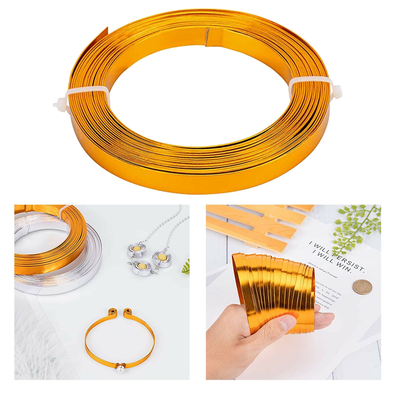2x 10m Aluminum Flat Wire Jewelry Making Bendable Bezel Strip Metal Wire