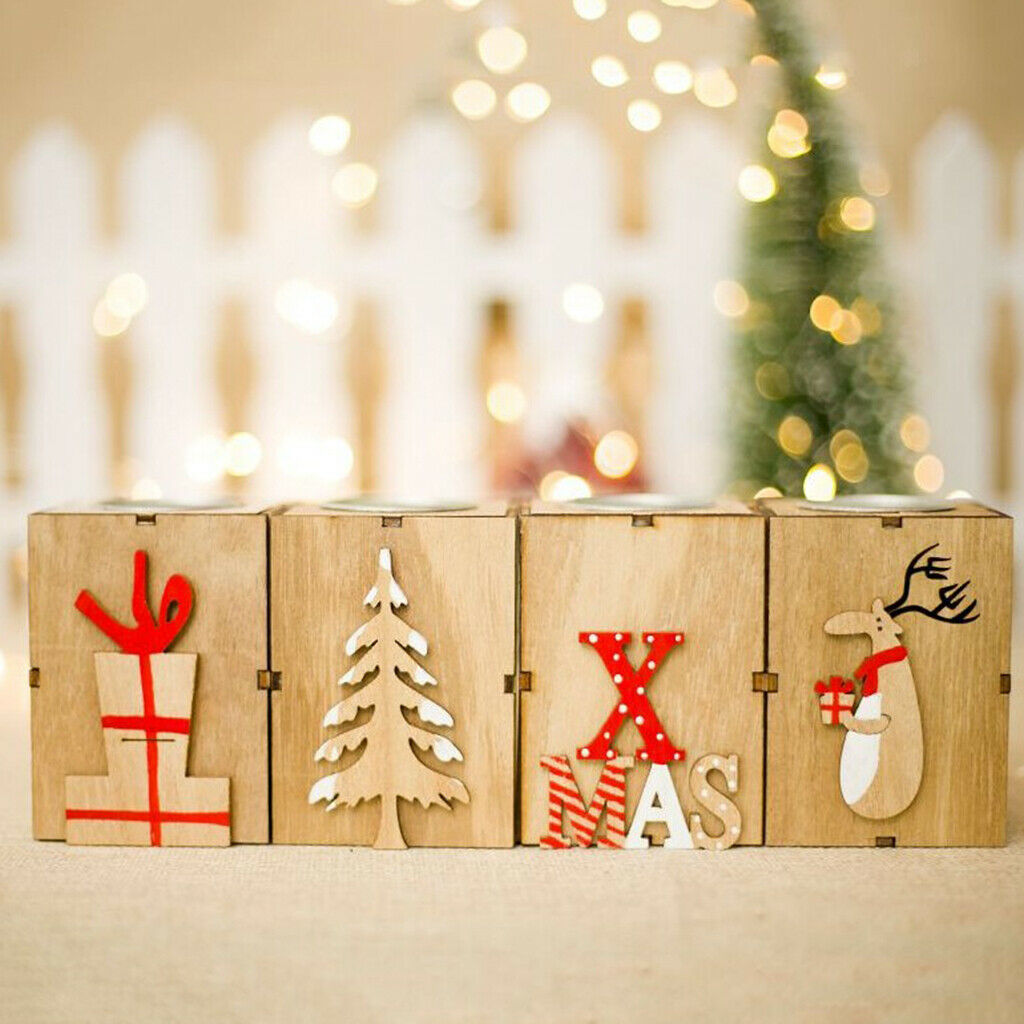 Wooden Candle Holder Tea Light Holder for Christmas Decoration Tree