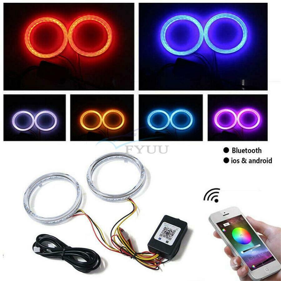 Plug&Play 12V-24V Waterproof APP Control ID80mm RGB LED Angel Eyes Lights Kit