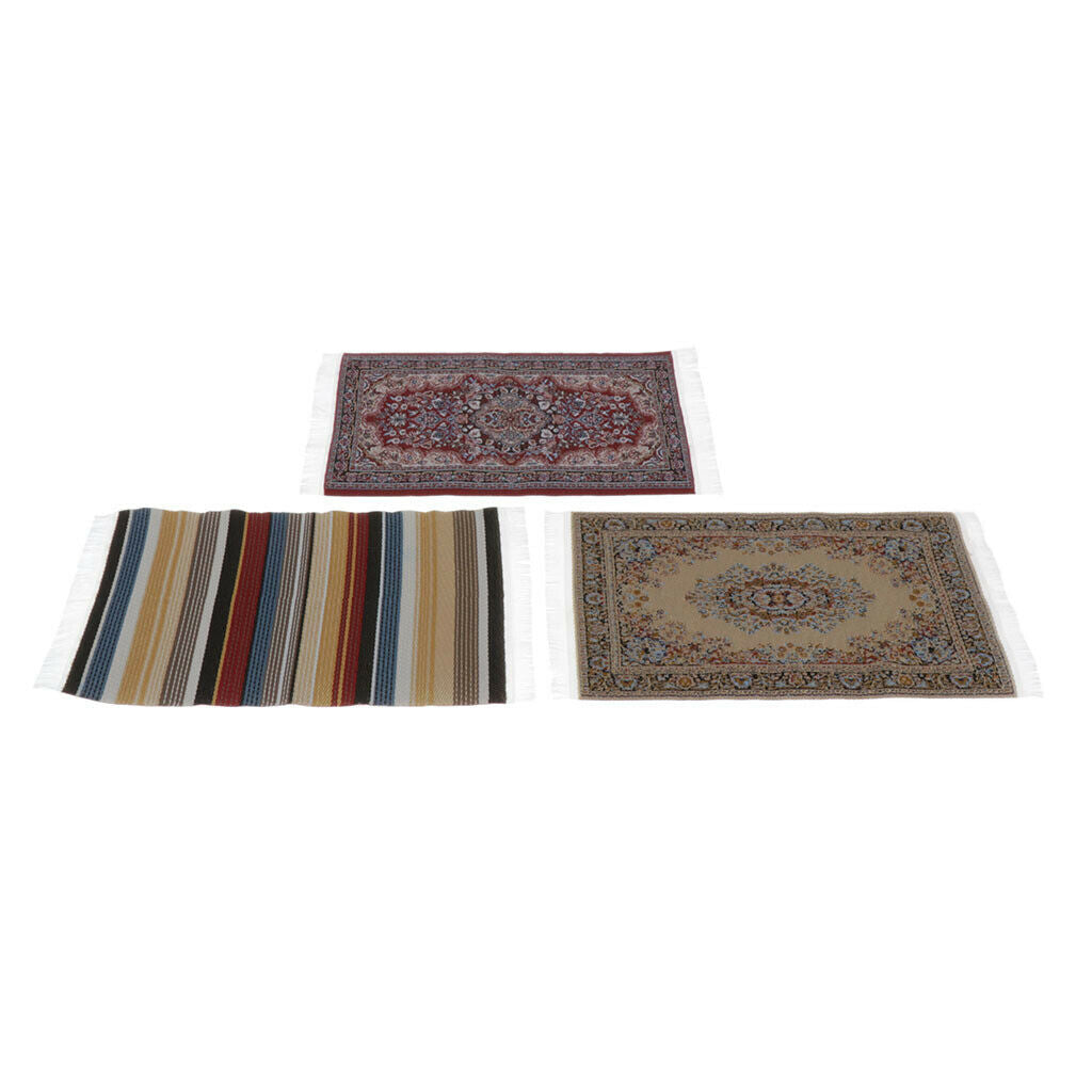 Handmade Miniatures Rug Turkish Style Carpet Floor Covering, Set of 3 Pieces