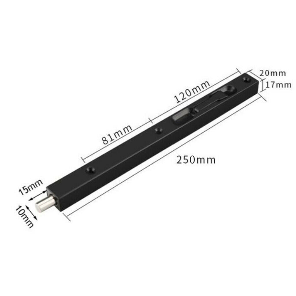 Stainless Steel Flush Bolt 10" Door Latch Security Lock for Wood Door Black