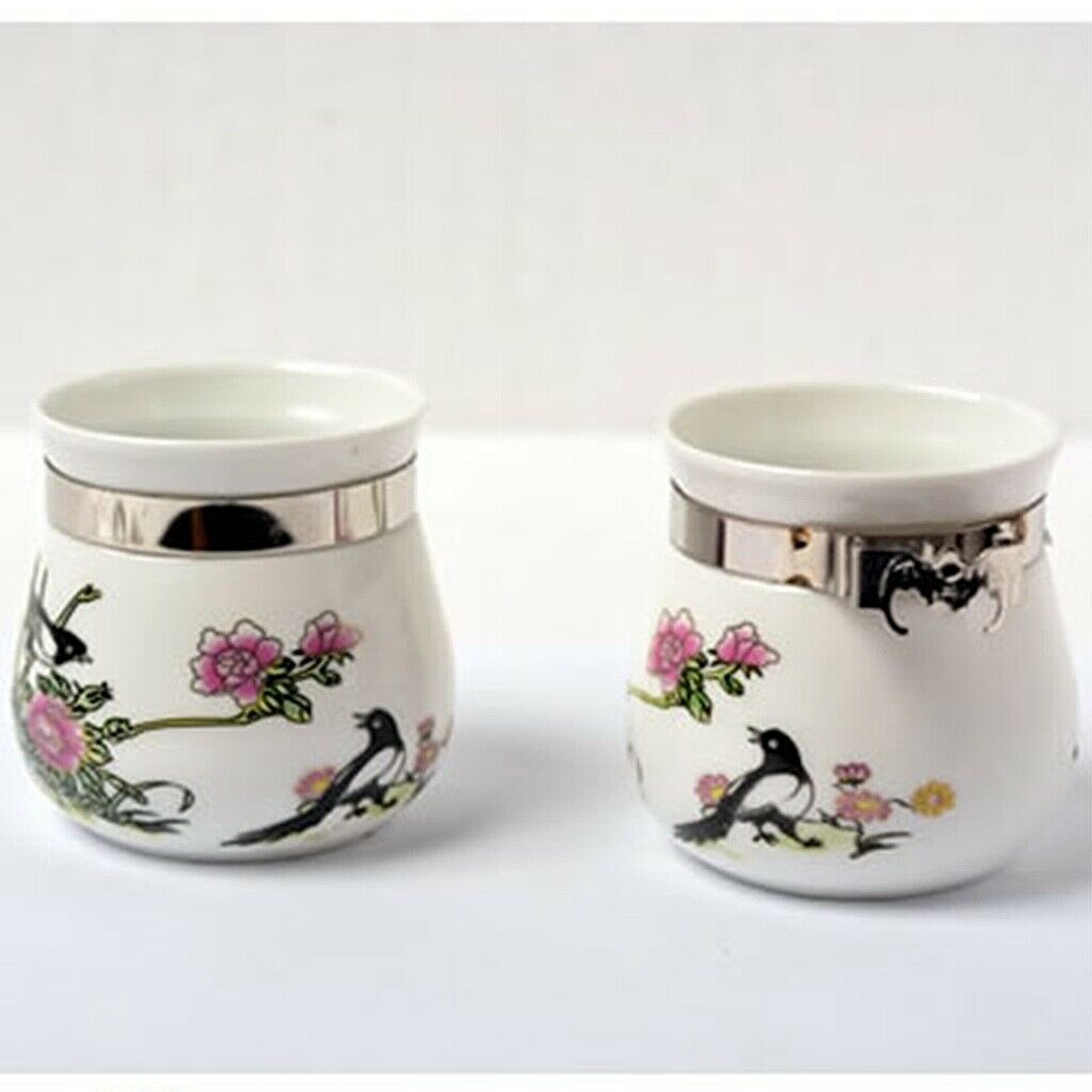 2 x Bird Feeding Cups, Ceramic Food Water Bowls Dish Feeder for Cockatiel Conure
