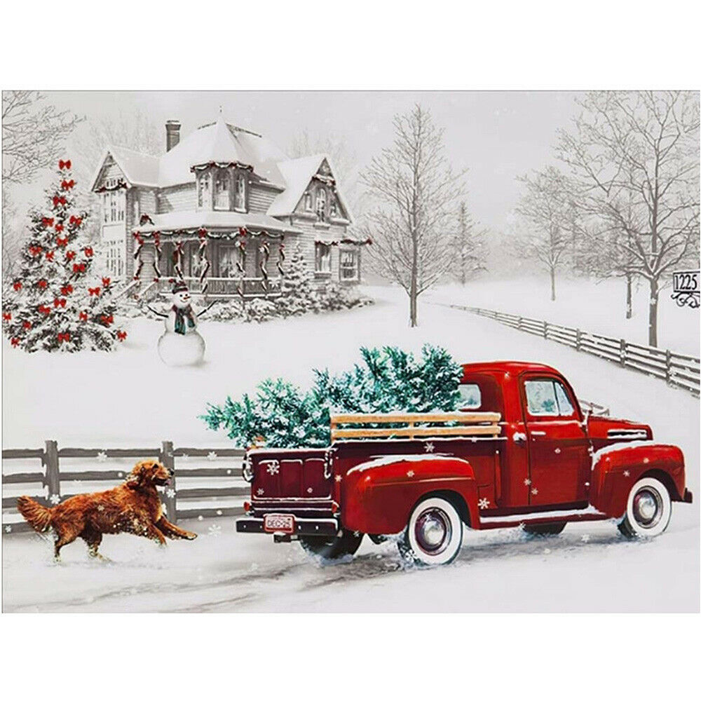 Diamond Painting Drill Kit Christmas Truck Embroidery Cross Stitch Art Tools DIY