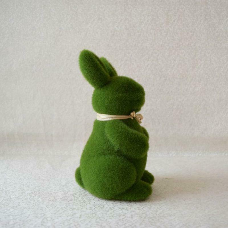 Lovely Handmade Moss Rabbit Artificial Turf Grass Easter Bunny Home Office Decor