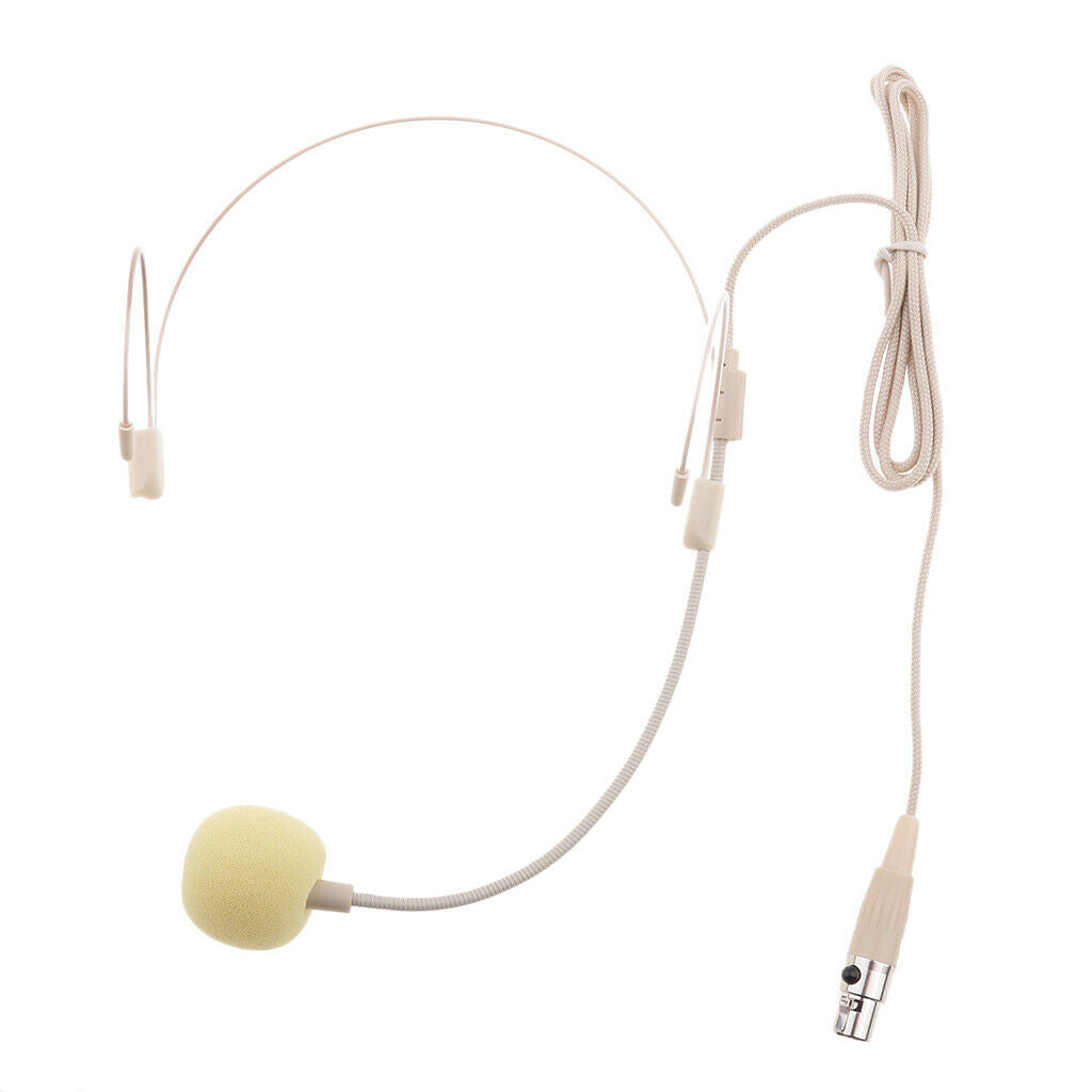 Double Ear Hook Wired Headset Headworn Microphone Beige XLR 3Pin Parts