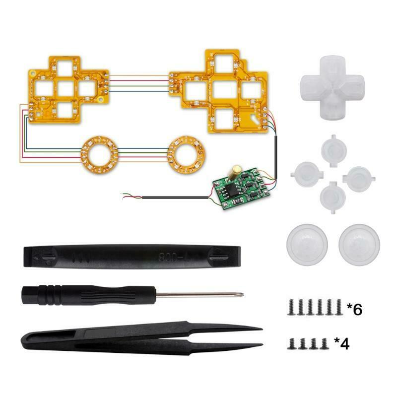 Multi-Colors Luminated D-Pad Thumbsticks Face Buttons LED Kit for PS4 Controller