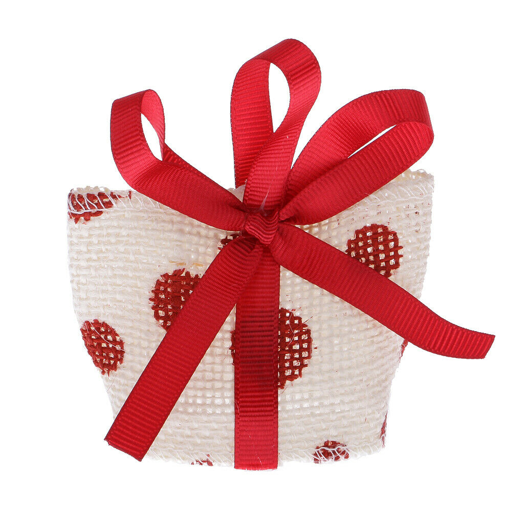 12pcs Red Pokla Dot Small Sweets Candy Bags with Handle Wedding Party Favor