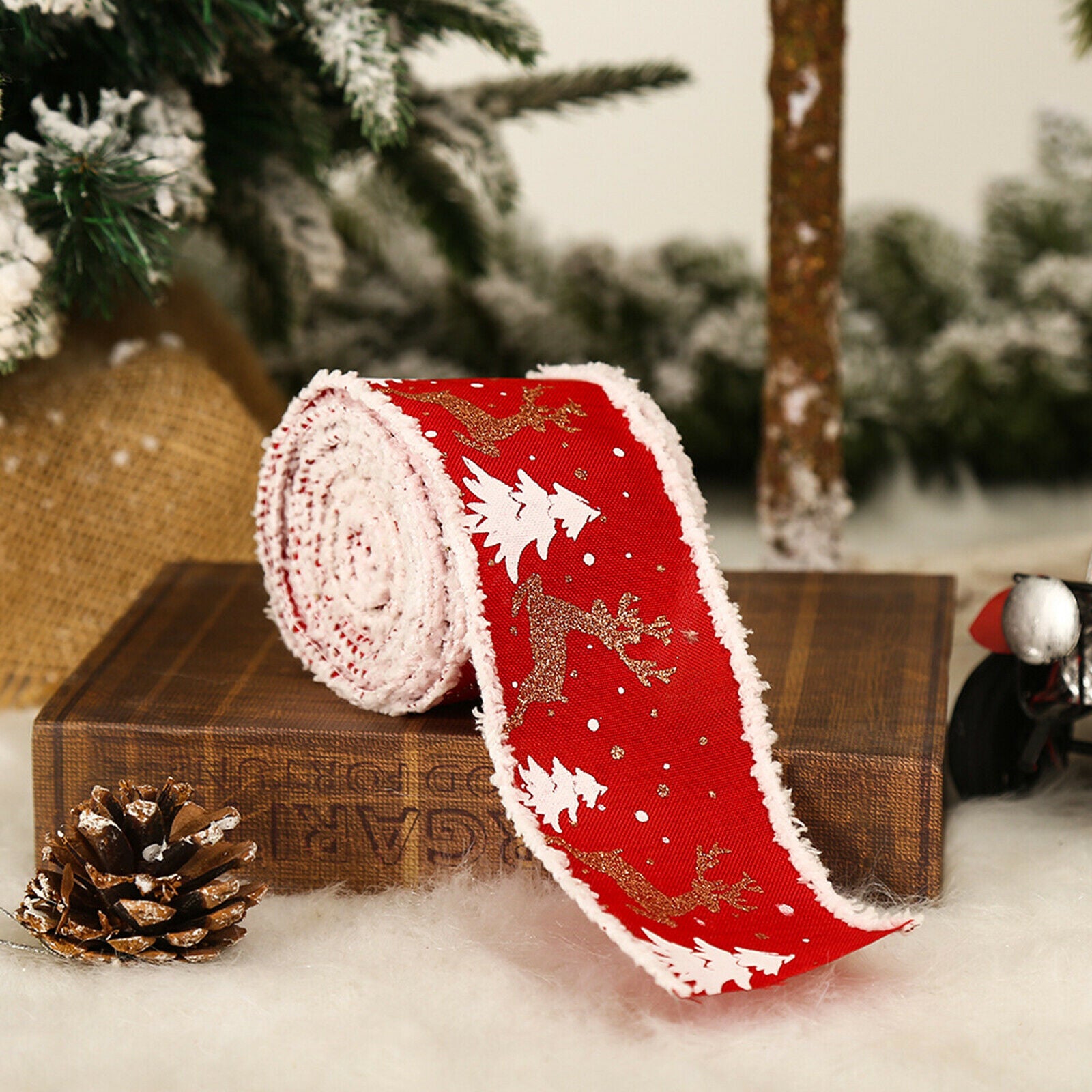 3x Christmas Ribbon Gift Wrapping Ribbon Craft for Christmas Decor Supplies