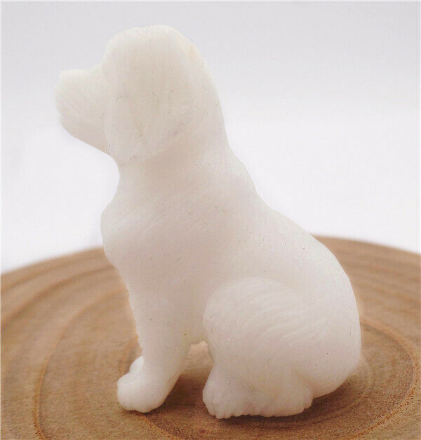 42g 54x34x21mm Natural White Jade Carved Dog Decoration Statue Home Decor HH7747