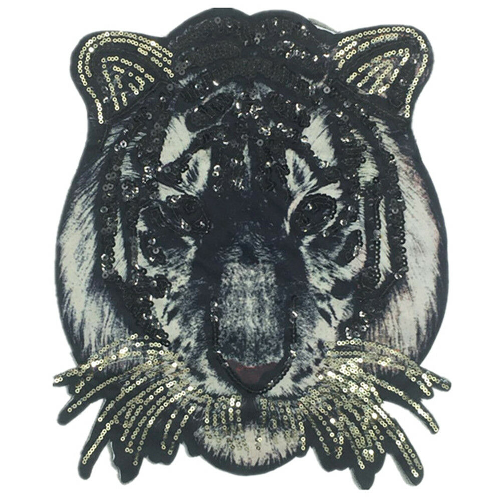 tigerlarge size tiger sequins embroideryiron/sew on patchapplique badge mo.l8