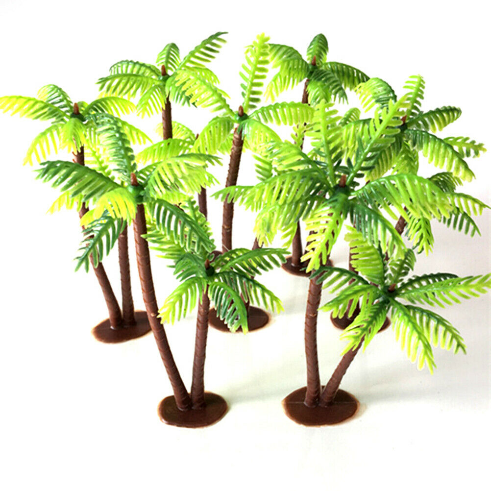 Mini Coconut Tree Plastic Green Water plants Aquarium Fish Tank plants Tt