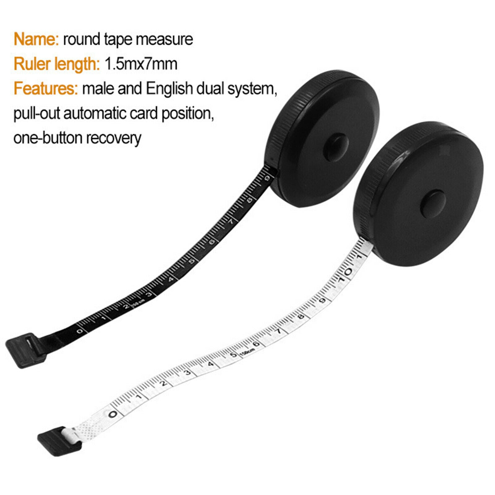 Tape Measure for Body Craft Measurements Black Dual Sided Body Measuring 5ft