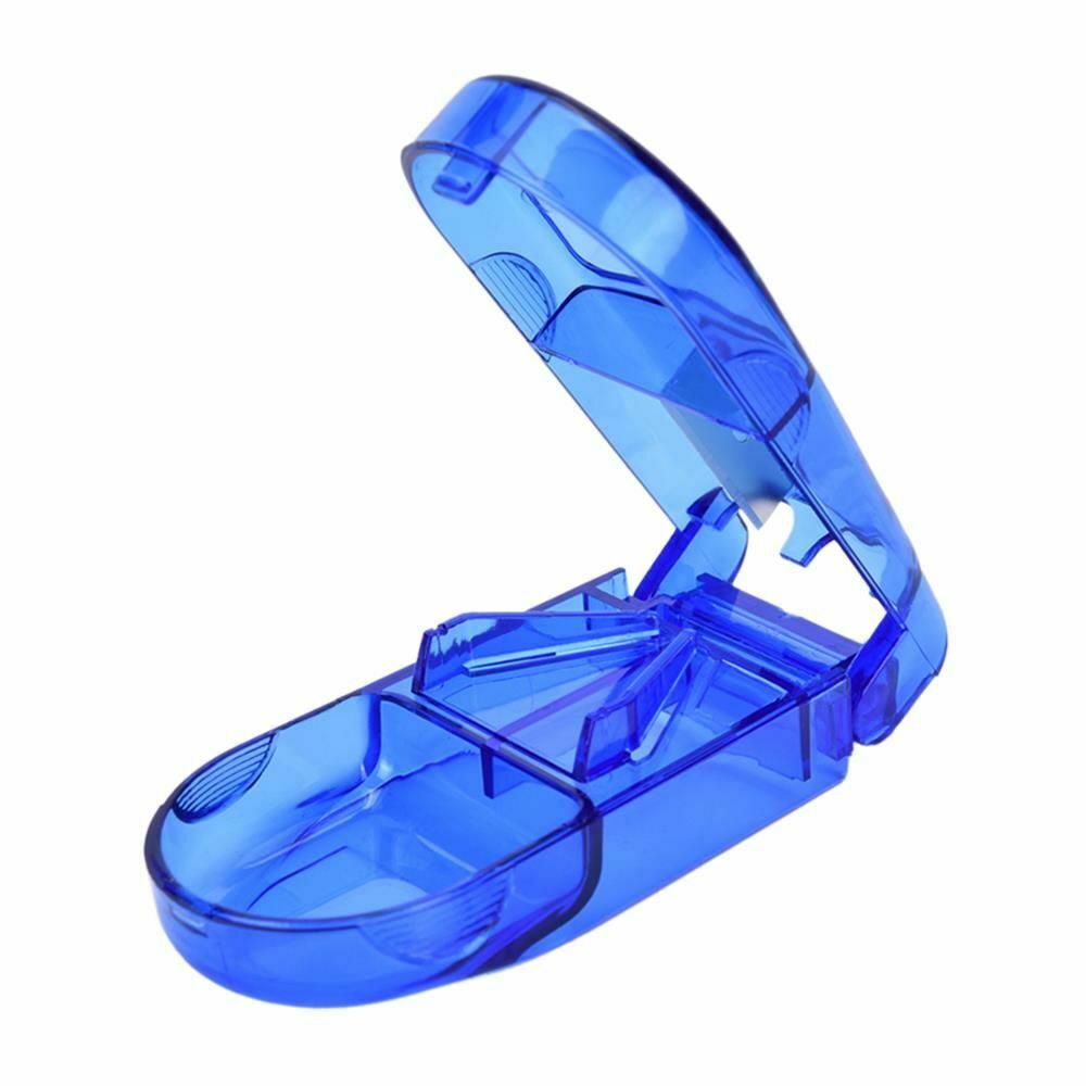 Pill Holder Plastic Pill Cutter Box Pill Splitter Stainless Steel Blade