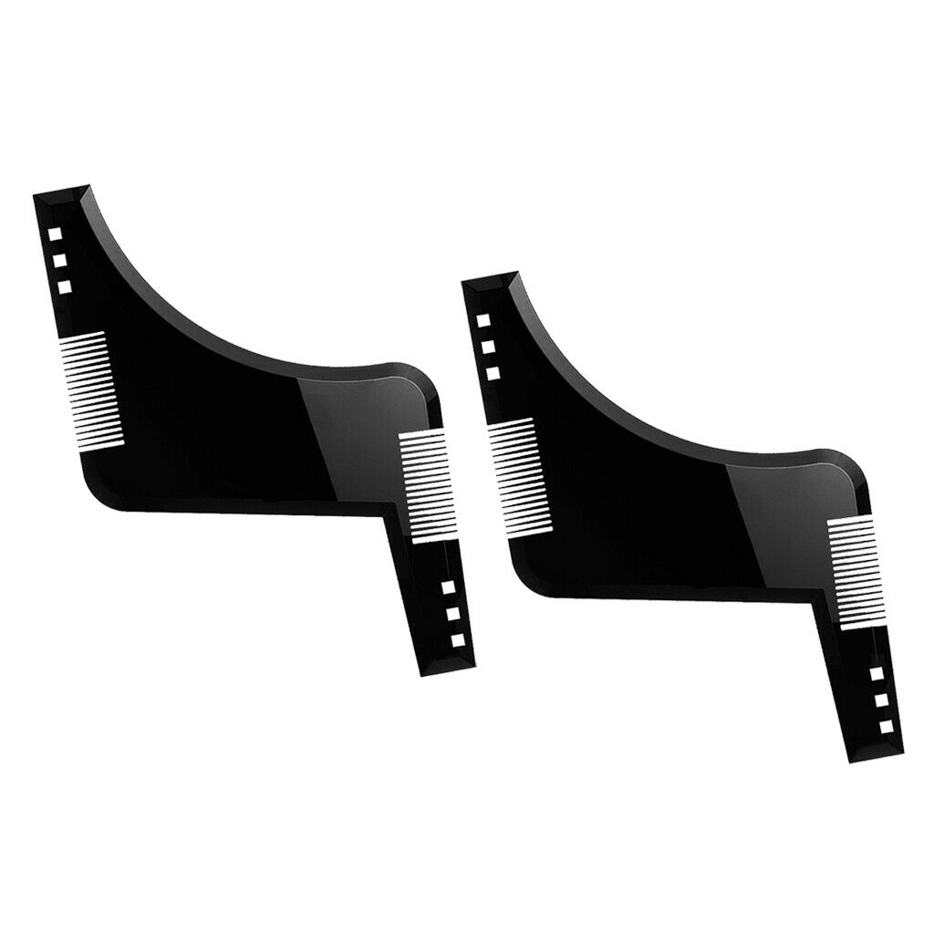 2 Beard Shaping Comb Styling Shaving Template for Symmetry Trimming Black