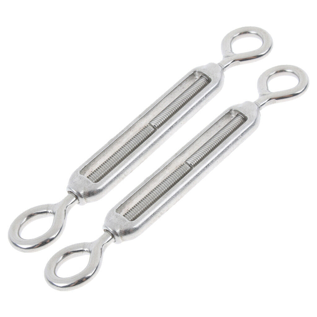 2x  304 Stainless Steel Turnbuckle Rope Hook Eye Rigging Screw Polished