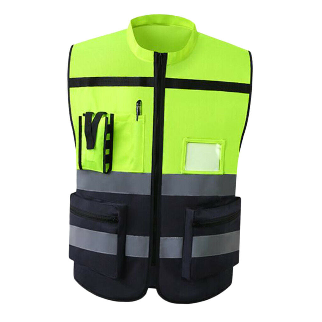3X Reflective Vest Safety Sleeveless Waistcoat with Zipper Yellow F